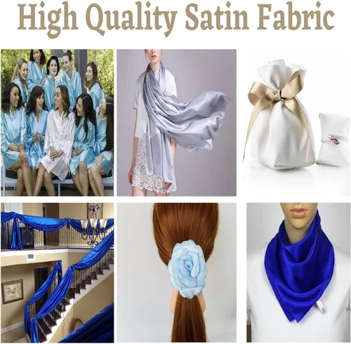 Miniatura 5 de Fynite Tela de satén Charmeuse 2 yardas 44 pulgadas de ancho Tela de satén brillante y sedosa Vestido de novia a la moda, manualidades, Rosa
