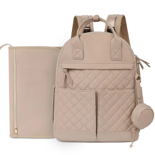 Miniatura 7 de Mochila para pañales con cambiador, bolsas de maternidad grandes para recién nacidos, 18 bolsillos, bolsillos aislados, correas para cochecito, Negro