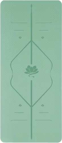 Tapete de yoga de TPE ecológico, líneas de alineación antideslizantes, agarre de doble capa, inodoro, correa de transporte, tapete de entrenamiento
