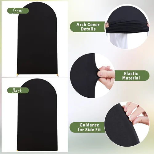 Miniatura 8 de Cubierta de Fondo de Arco Negro, Cubierta de Arco Ajustada de Spandex de 6 Pies para Arco de Boda Chiara Elástica de Arco de Fondo Redonda
