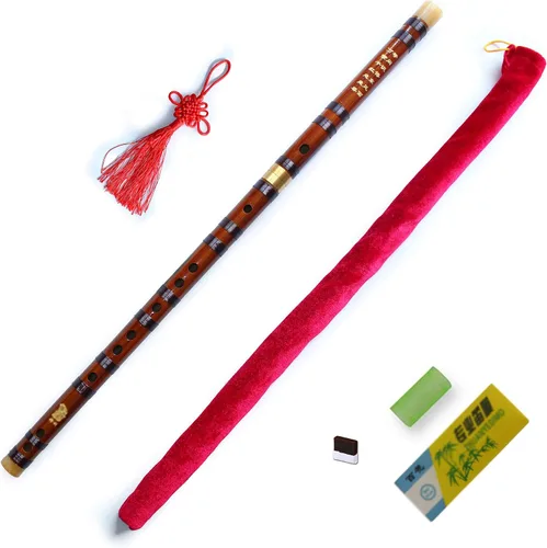 Miniatura 6 de Flauta de bambú de estilo vintage Instrumento chino Dizi tradicional (clave E)
