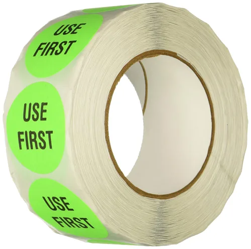 Etiquetas para control de inventario "Use First" de TapeCase (Varios colores), Verde, 1