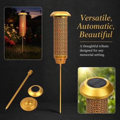 Miniatura 9 de Luces solares para cementerio, malla de filigrana, luces solares conmemorativas para tumba