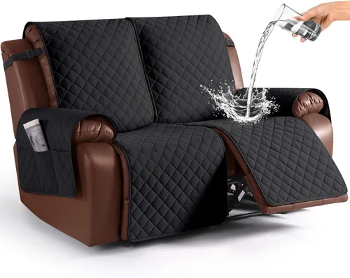 Miniatura 37 de KinCam Funda impermeable para sofá biplaza reclinable, fundas antideslizantes para sofá reclinable de 2 asientos, funda de sofá reclinable