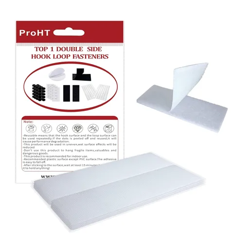 Miniatura 10 de ProHT Tiras de velcro con adhesivo de 0.8 x 3 pulgadas, 40 pares de tiras adhesivas de resistencia industrial para cojines de sofá. Resistentes
