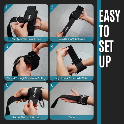 Miniatura 9 de Correas de levantamiento de pesas con anillos en D, correas acolchadas para levantamiento de pesas, correas de gimnasio antideslizantes