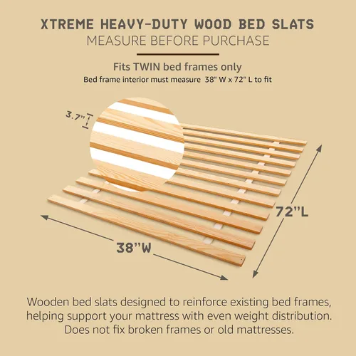 Miniatura 2 de Hercules Xtreme - Láminas de soporte para cama, tablero de pino macizo resistente, tamaño individual