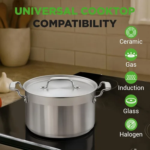 Miniatura 7 de NutriChef - Olla grande de acero inoxidable de 5 cuartos con tapa - 18/8 Grado alimenticio resistente, olla grande de acero inoxidable