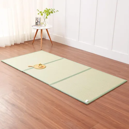 Miniatura 9 de Tapete de tatami (individual de 79 x 39 x 0.5 pulgadas), colchón tradicional japonés de tatami, colchón de tatami de suelo de hierba rush natural
