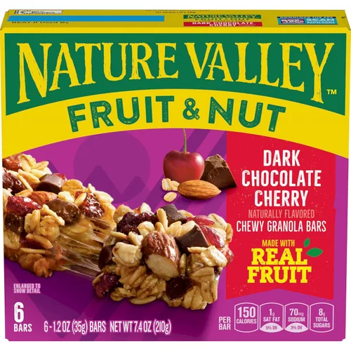 Miniatura 13 de Nature Valley Barras de granola masticables de frutas y nueces, nueces de chocolate negro, 6 barras, 7.4 onzas
