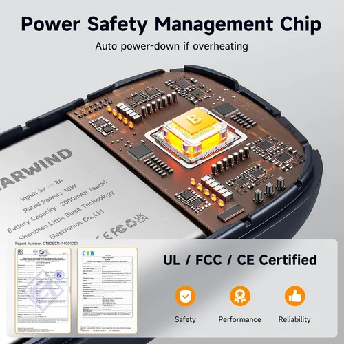 Miniatura 6 de Calentadores de manos eléctricos recargables, paquete de 2 calentadores de manos magnéticos de bolsillo con chips AI, equipo de caza portátil, Azul