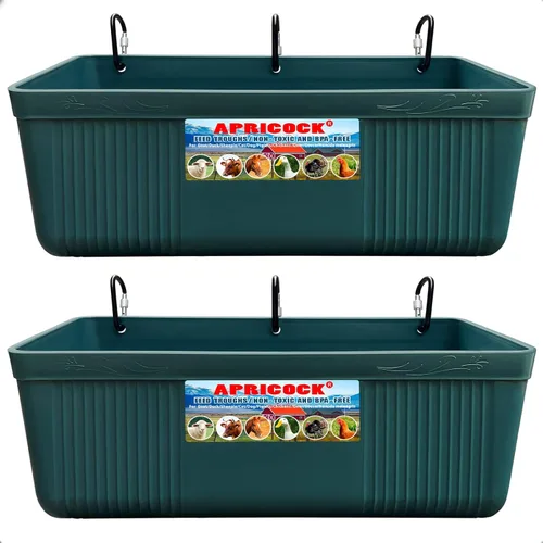 Miniatura 11 de Comedero grande y alimentador para cabras - Paquete de 2 comederos colgantes con clips, cubo de agua, comedero de cerca, suministros para cabras