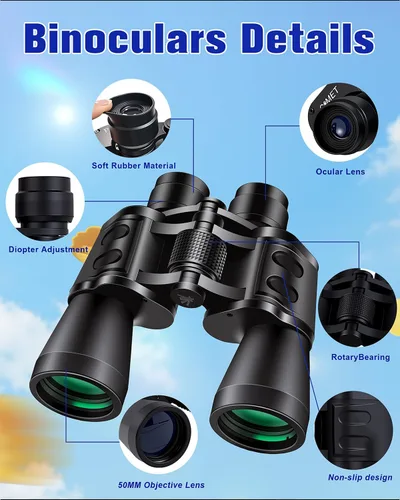 Miniatura 2 de 20x50 prismáticos de alta potencia para adultos, prismáticos claros y duraderos para observación de aves, turismo, observación de vida silvestre