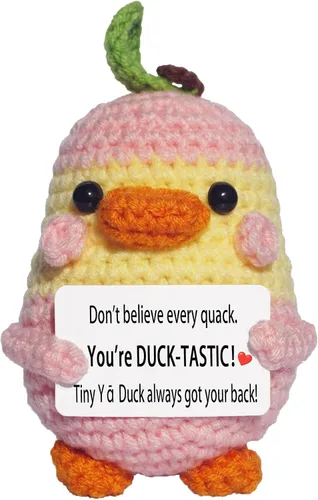 Miniatura 15 de Regalos personalizados para mujeres, hombres, mamá, papá - Tarjetas de regalo en blanco - Pato de peluche de ganchillo hecho a mano de apoyo Tarjeta