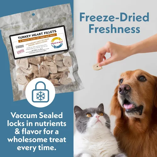 Miniatura 7 de Fresh Is Best Golosinas liofilizadas de filetes de corazón de pavo para perros – Golosinas crudas liofilizadas para perros y gatos en bolsa