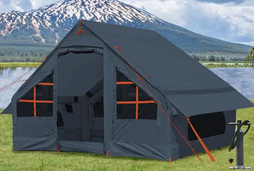 Miniatura 8 de Tiendas de campaña inflables para acampar con gato de estufa, 2/4/6/8 personas, fácil instalación, tiendas de campaña inflables para 4 estaciones