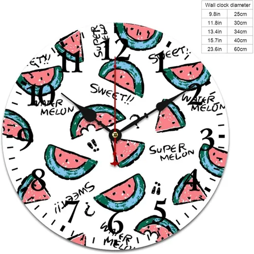 Miniatura 2 de Reloj de pared de madera con fruta de verano con sandía dulce, reloj de escritorio de regalo para niños y niñas, cuarzo de calidad, sin tictac