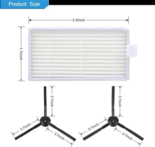 Miniatura 3 de Piezas de repuesto para aspiradora robótica ILIFE V3 V3s V5 V5s Pro, kit de accesorios incluye 1 filtro primario y 8 cepillos laterales y 8 filtros