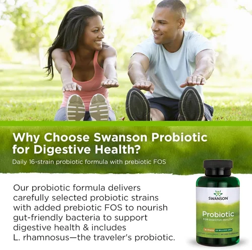 Miniatura 6 de Swanson Probiótico para la salud digestiva del tracto gastrointestinal Apoyo inmunológico Los viajeros apoyan 20 mil millones de UFC con prebiótico