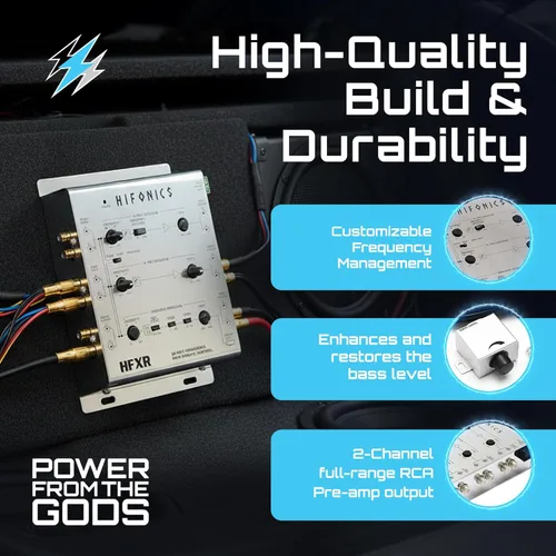 Miniatura 3 de Hifonics HFXR Crossover activo de 2 vías/3 vías, crossover de audio para automóvil con control remoto de graves