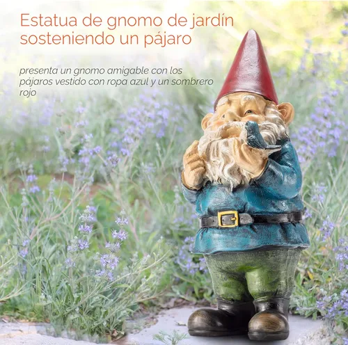 Miniatura 7 de Grayson Gnomo de jardín con adorno de pájaro, Jardín, S, Rojo