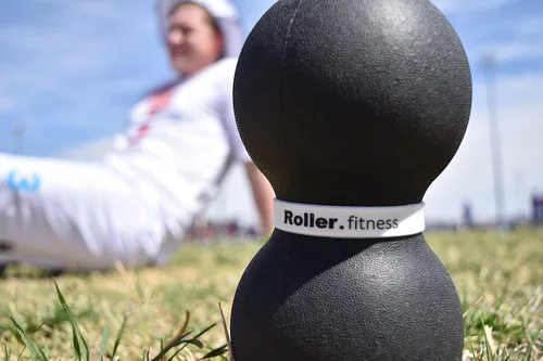 Miniatura 4 de Fitness Infinity Roller, bola de masaje de espuma de maní, rodillo grande de ejercicio doble de 8 pulgadas (gris, estándar)