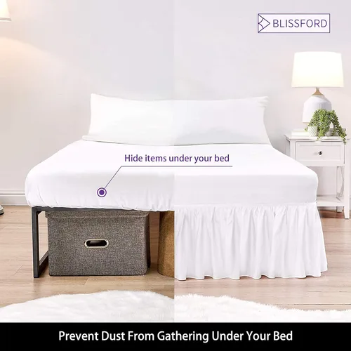 Miniatura 4 de Falda de cama con volantes con esquinas divididas, tamaño King, falda de cama de 14 pulgadas (disponible en 16 colores)