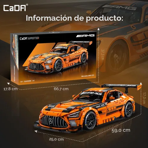 Miniatura 8 de CaDA Master C64008W Mercedes-AMG GT3 - Juego de construcción a escala 1:8 – 5466 piezas con licencia oficial de Supercar, kit de bloques
