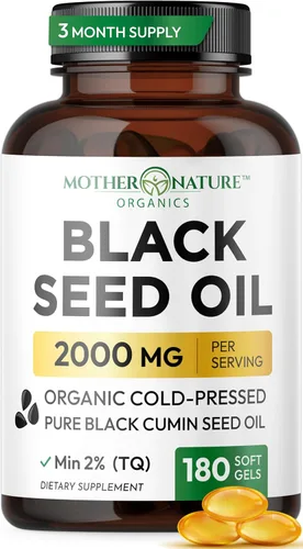 Increíbles cápsulas de aceite de semillas negras, aceite de comino negro orgánico, más oscuro, contenido de timoquinona más alto 1.08 %, planta