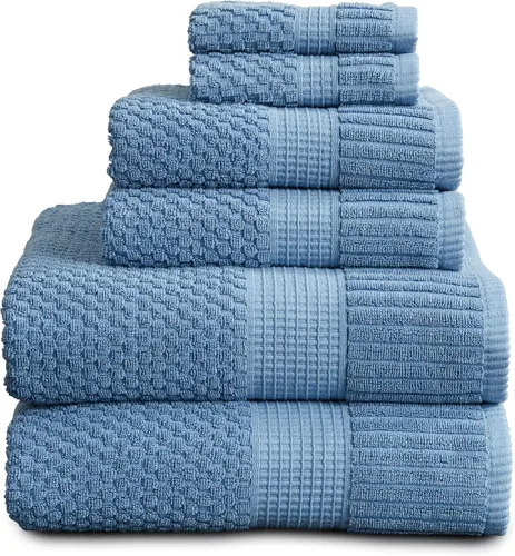 Miniatura 57 de NY Loft Juego de 4 toallas de baño 100% algodón, supersuaves y absorbentes, de secado rápido, 30 x 52 pulgadas, algodón texturizado y duradero