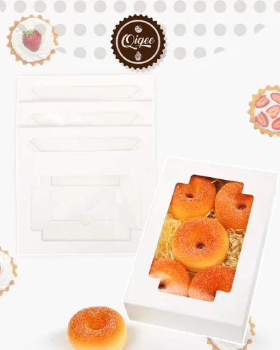 Miniatura 3 de qiqee 36 paquetes de cajas de galletas autopop para regalo de 8 x 5.3 x 2 pulgadas, caja plegable blanca de un segundo con ventana para panadería
