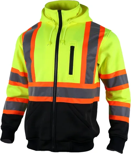 Miniatura 9 de VENDACE Sudadera de forro polar reflectante de alta visibilidad ANSI Clase 1 con capucha desmontable para hombres (Azul real, L)
