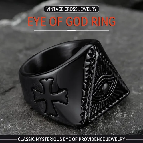 Miniatura 8 de FaithHeart Anillo de ojo de Dios para hombres y mujeres, acero inoxidable, chapado en oro de 18 quilates, anillos personalizados, Acero inoxidable