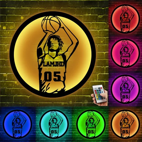 Miniatura 13 de Arte de Pared de Metal Personalizado de Béisbol con Bandera de EE.UU. con Luz LED, Letrero Personalizado con Nombre de Jugador de Sóftbol Americano