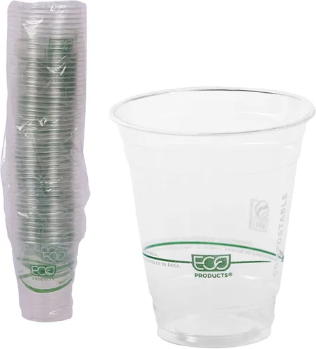 Miniatura 12 de ECO PRODUCTS GreenStripe - Vasos fríos transparentes de 9 onzas, vasos desechables de ácido poliláctico (PLA) a base de plantas para agua, jugo