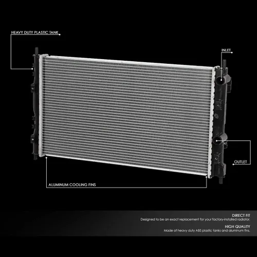 Miniatura 2 de DNA Motoring OEM-RA-2323 Radiador de enfriamiento de aluminio atornillado estilo OE compatible con 01-06 Stratus / Sebring AT, 26-9/16 pulgadas