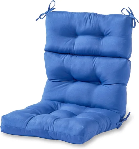 Miniatura 23 de Cojines para silla de respaldo alto para exteriores, diseño de asiento y respaldo con bisagras de una pieza, reversibles con 4 lazos, tela