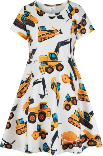 ALISISTER Vestido de verano de manga corta para niñas pequeñas