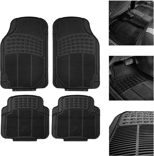 Miniatura 6 de FH Group Alfombrillas de piso automotrices - Goma resistente, ajuste universal, juego completo, ClimaProof, recortables para la mayoría de Negro