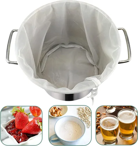 Miniatura 10 de Bolsas de malla de nailon de 12 x 18 pulgadas para leche de almendras y nueces, yogur griego, cerveza casera para elaboración de vino de 120 micras
