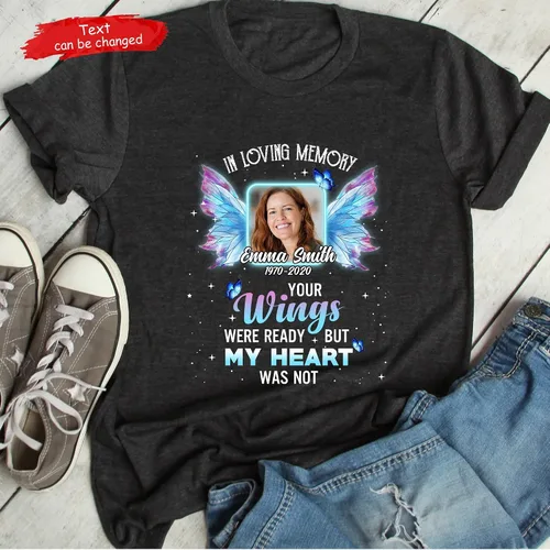 Miniatura 3 de in Loving Memory Family Loss - Camiseta de regalo conmemorativa personalizada para carga de fotos, camiseta R.I.P., Rest in Peace, camiseta