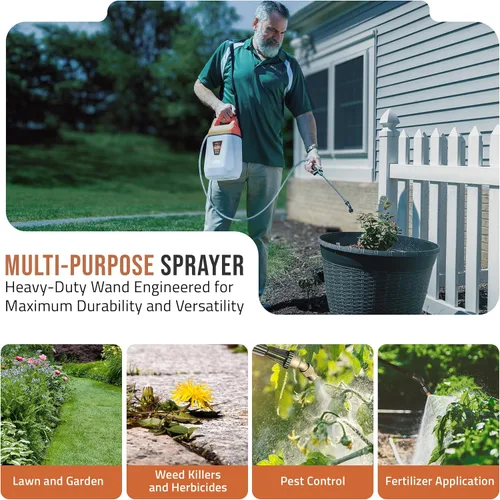 Miniatura 4 de Pulverizador alimentado por batería PetraTools EZ1 de 1 galón - Pulverizador eléctrico para césped y jardín para control de malezas/plagas, riego