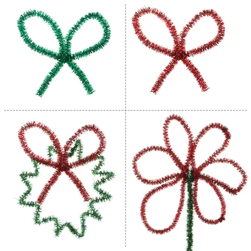 Miniatura 4 de WILLBOND 300 limpiapipas de Navidad de 12 pulgadas con purpurina para manualidades, color rojo y verde, tallos de felpilla coloridos para Navidad