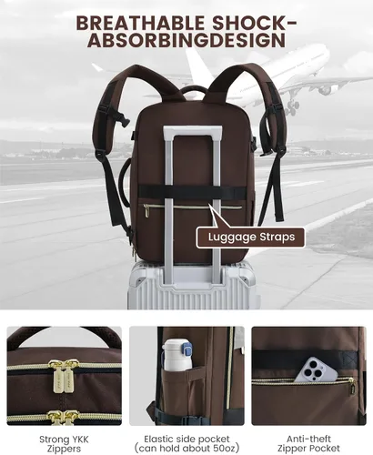 Miniatura 6 de LOVEVOOK Mochila de viaje para mujer, mochila de transporte de 40 litros aprobada para vuelo, bolsa grande para artículos personales para portátiles