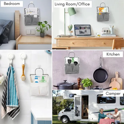 Miniatura 4 de Kanrichu 2 piezas de cestas pequeñas para colgar en la pared para organizar, bolsa de almacenamiento colgante en la pared como organizador sobre