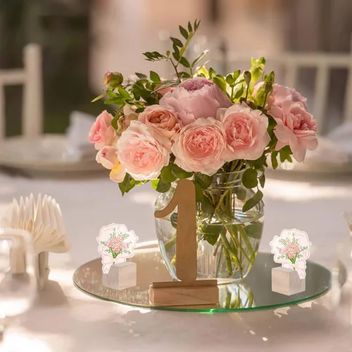 Miniatura 5 de 10 soportes de madera para tarjetas, soportes de madera para números de mesa, soportes para fotos, para boda, fiesta, decoración, exhibición de fotos