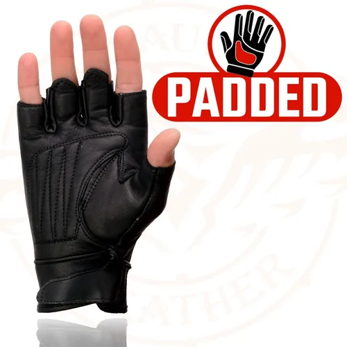 Miniatura 3 de Milwaukee Leather MG7761 - Guantes sin dedos de cuero negro con palma de gel para mujer, con elegantes «detalles en la muñeca» para motocicleta
