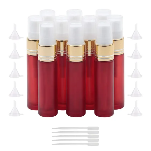 Miniatura 8 de Ellbest Botella de spray de vidrio recargable de 0.3 fl oz con 5 cuentagotas y 10 embudos, botella de perfume de vidrio pequeña