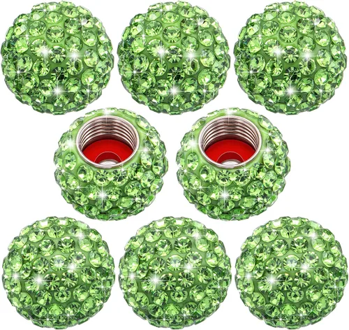 Miniatura 24 de 4 piezas de tapas de vástago de válvula de neumático con cristal brillante de diamante, tapas de válvula de neumático de rueda de coche con brillo