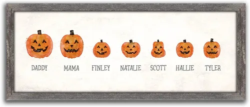 Miniatura 48 de Personal-Prints Familia Jack-O-Lantern – Regalo único personalizado de Halloween u otoño para Acción de Gracias o decoración y inauguración
